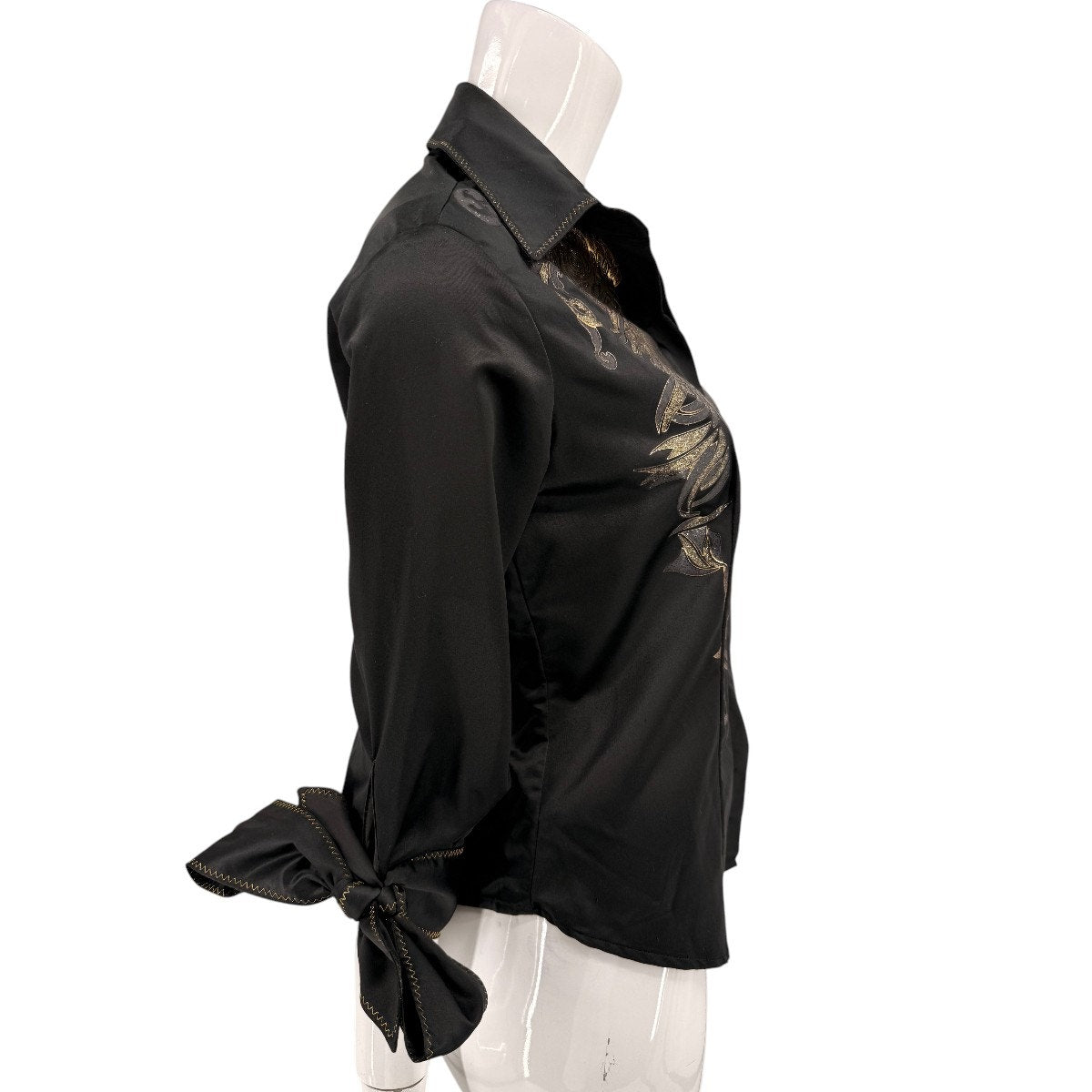 Just Cavalli Satin Glitter Embellished Button-Up Shirt