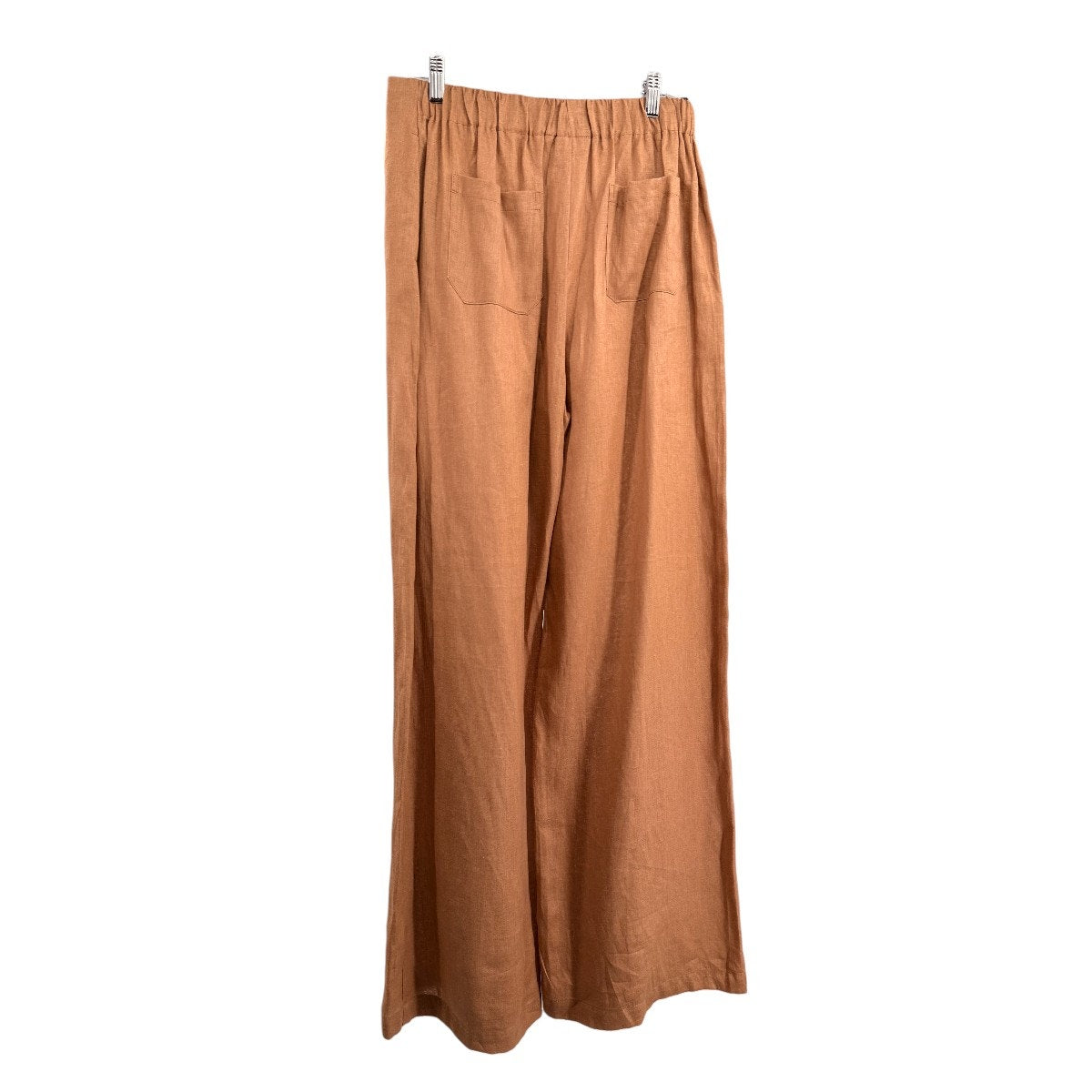 Padova Cala 100% Linen Wide Leg High Waist Trouser Pants Brown Size L / 12 New