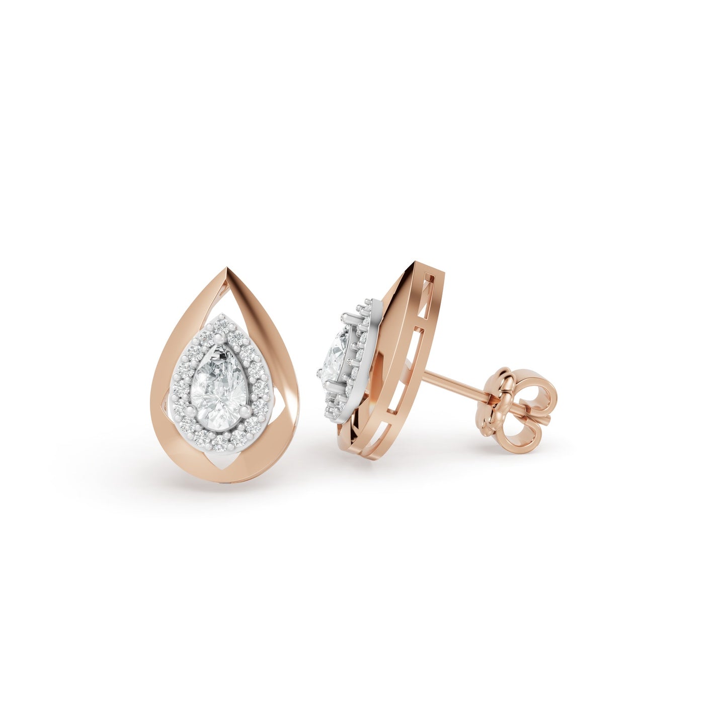 0.58 CTW 14K Two-Tone Gold Diamond Stud Earrings