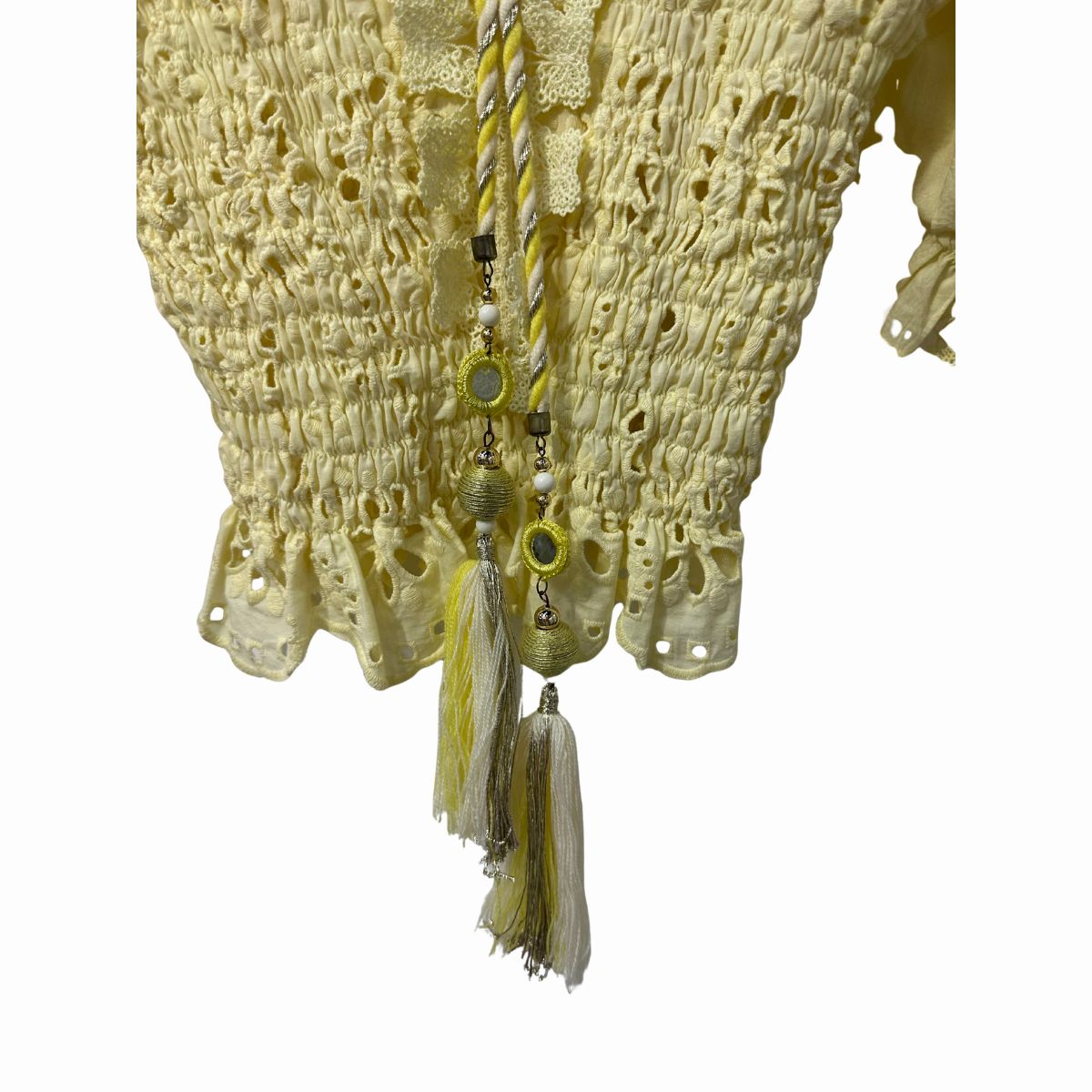 Laurie & Joe Broderie Anglaise Smocked Tassel 2 Piece Set Outfit