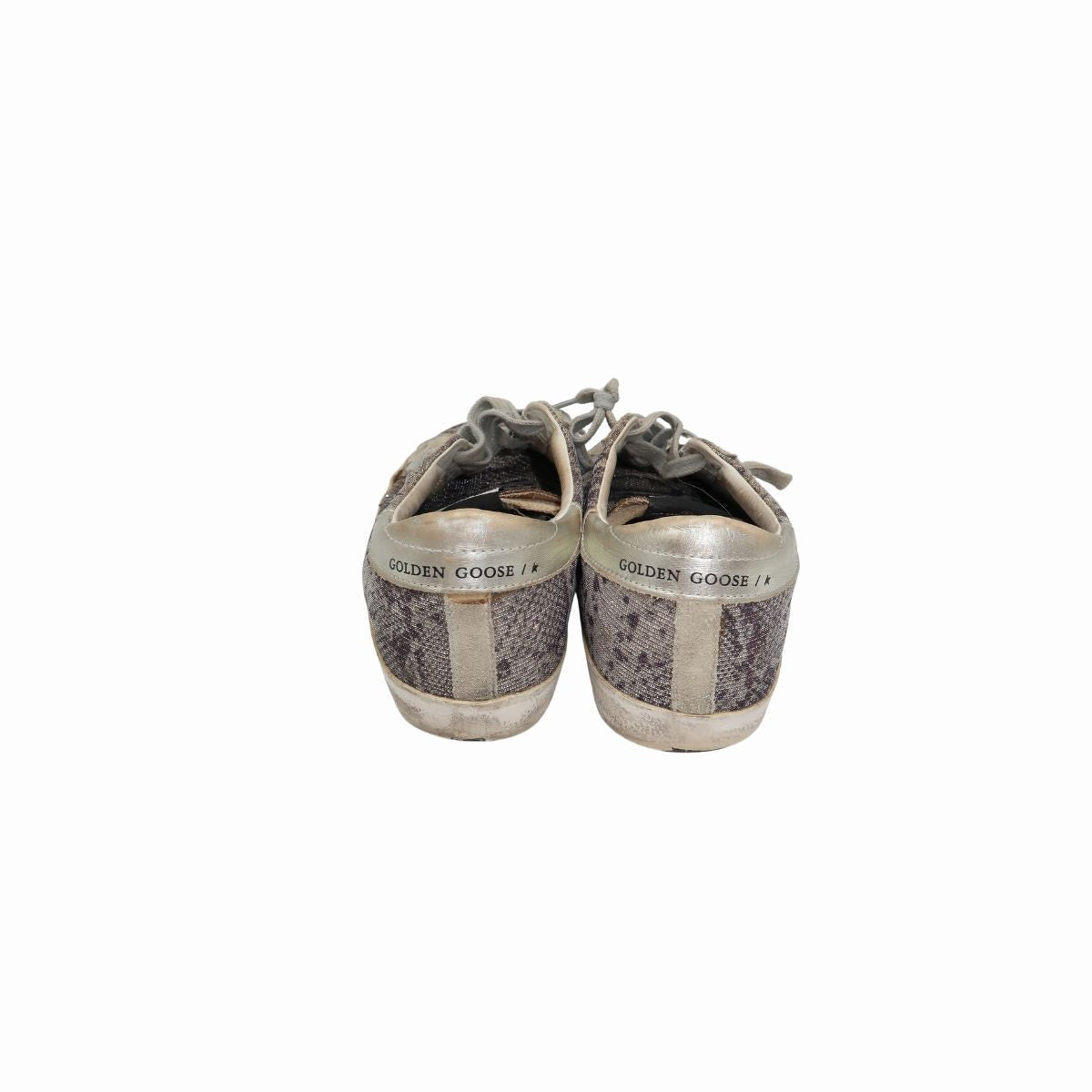 Golden Goose Canvas Suede Trim Snake Print Super Star Sneakers