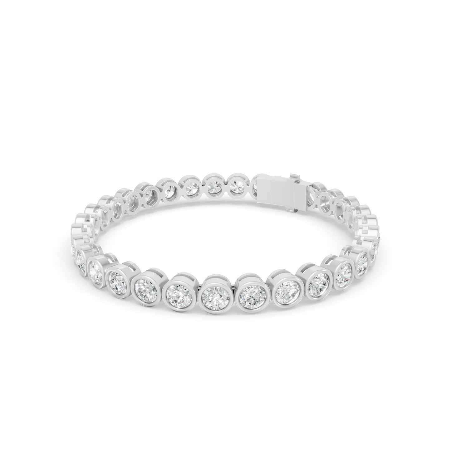 10.01 ctw Diamond Bezel 14K White Gold Tennis Bracelet
