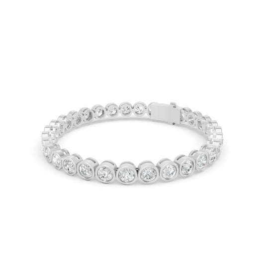 10.01 ctw Diamond Bezel 14K White Gold Tennis Bracelet