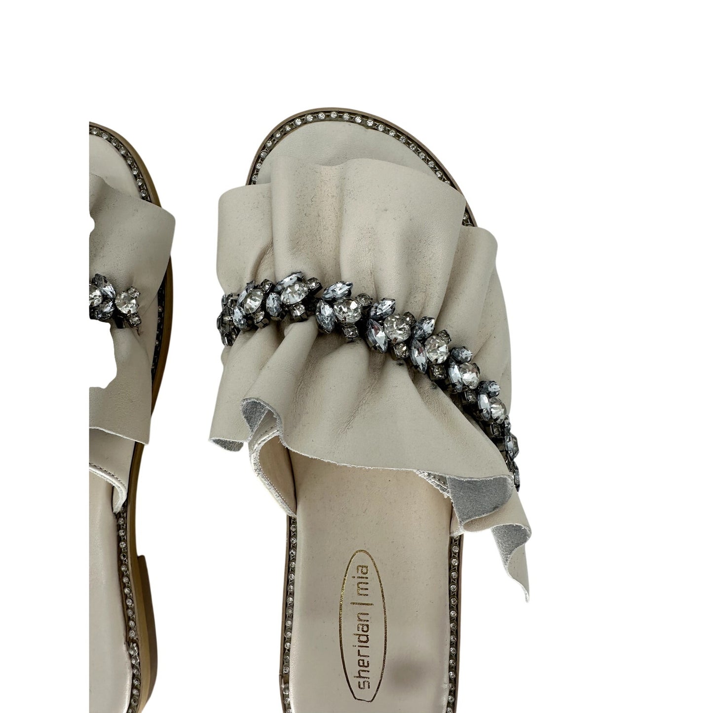 Sheridan Mia Tiana Ruched Jeweled Slide Sandals