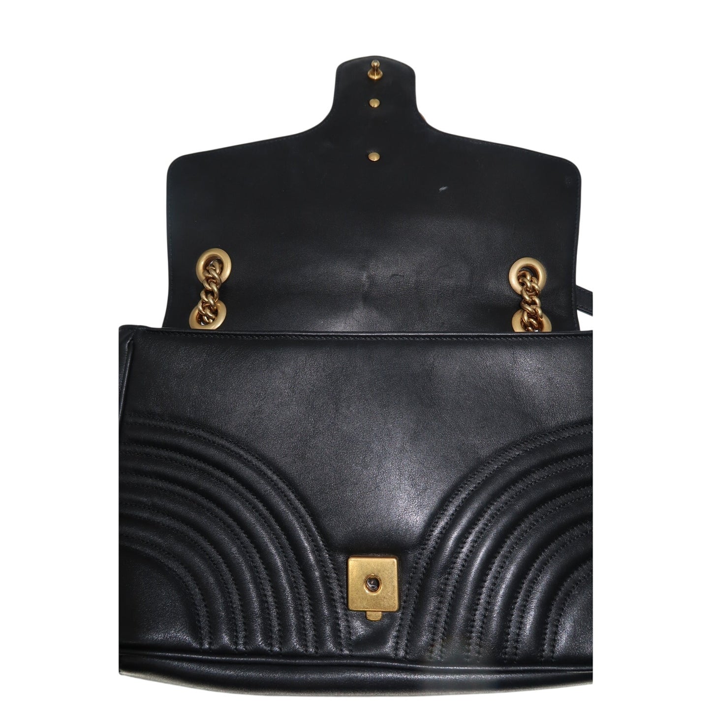 Gucci Leather Quilted GG Marmont Chevron Shoulder Bag