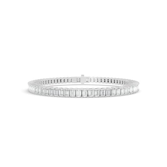 7.13 ctw Diamond Emerald Braclate 14K White Gold Tennis Bracelet