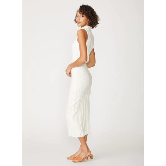 Stateside Cotton Knit Box Pleat Mock Neck Top Midi Skirt Set