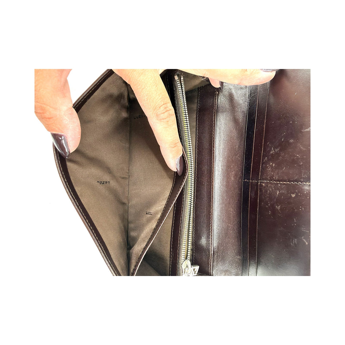 Fendi Zucca FF Canvas Long Flap Wallet Brown Silver Hardware