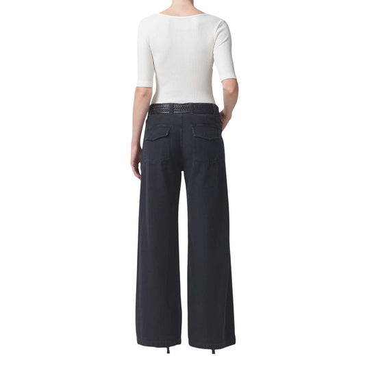 Citizens of Humanity Black Paloma Cotton Wide Leg Utility Trouser  Womens