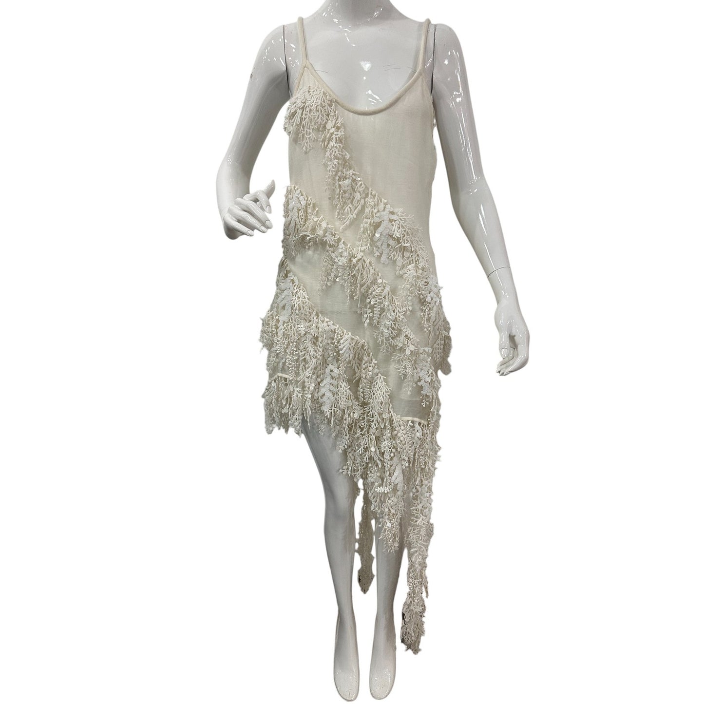 NWT Zimmermann Silk-linen Blend Tama Sequined Tank Dress White Size 1