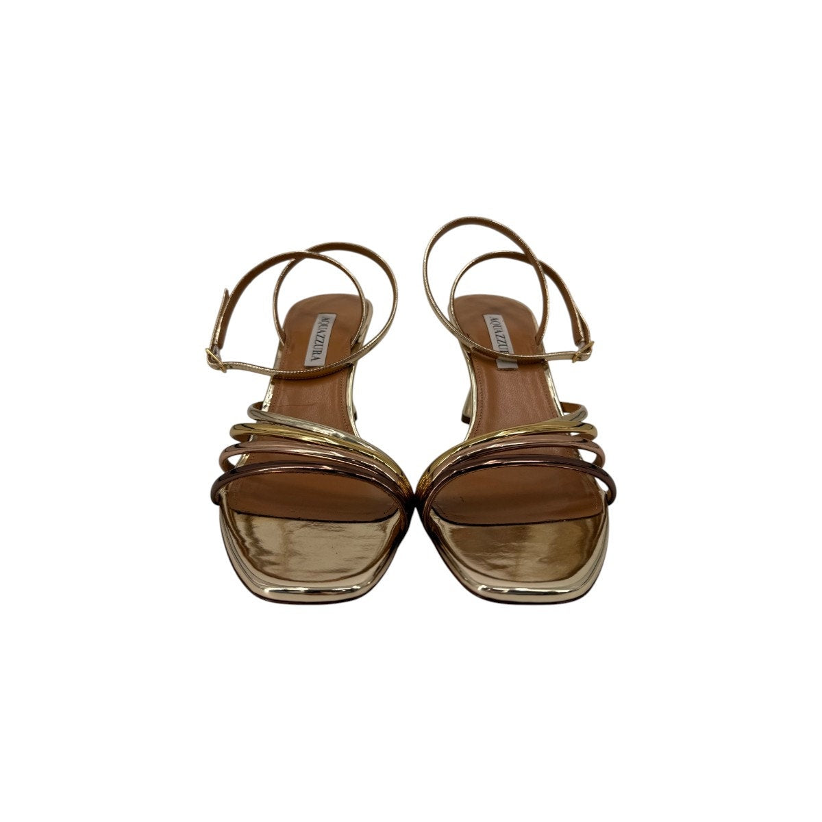 Aquazzura Leather Metallic 75mm Latour Strappy Sandals