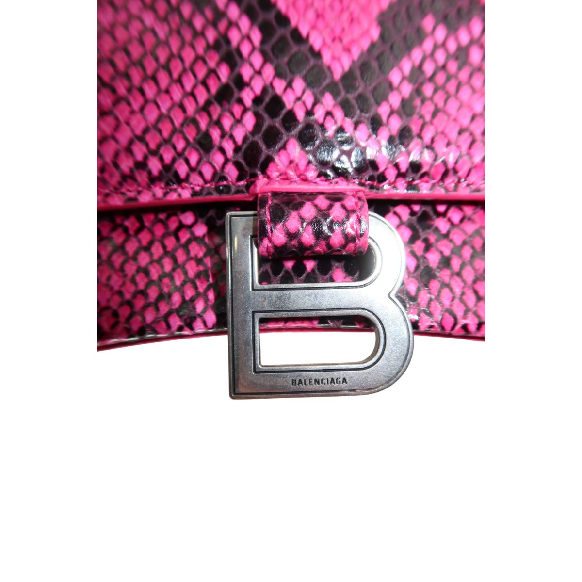 Balenciaga Calfskin Python Effect Small Hourglass Top Handle Bag