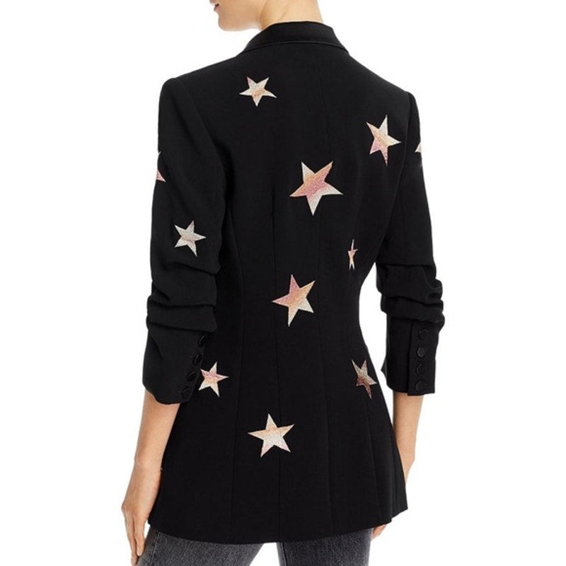 Cinq à Sept Black Lila Embroidered Star Double Breasted Blazer  Women's