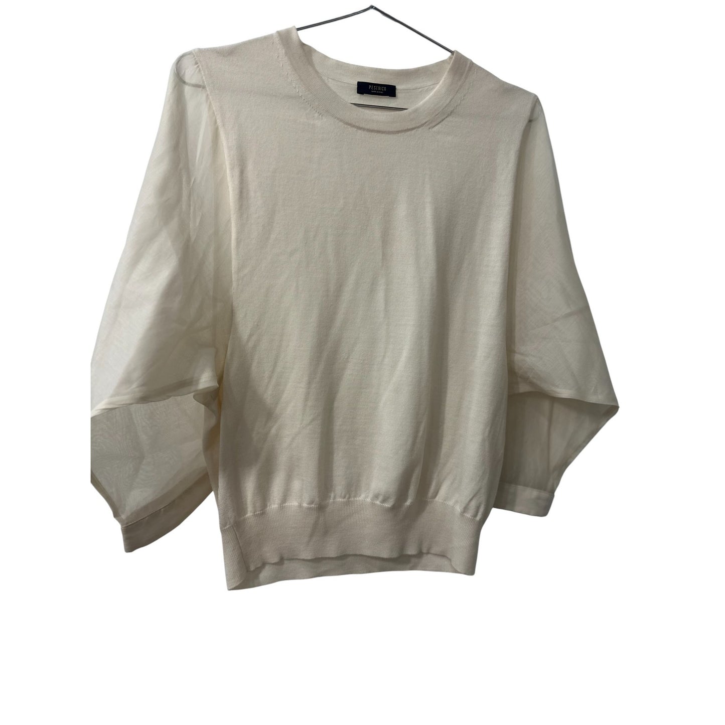 Peserico Cotton Blend Knit Crew Neck 3/4 Sleeve Sweater