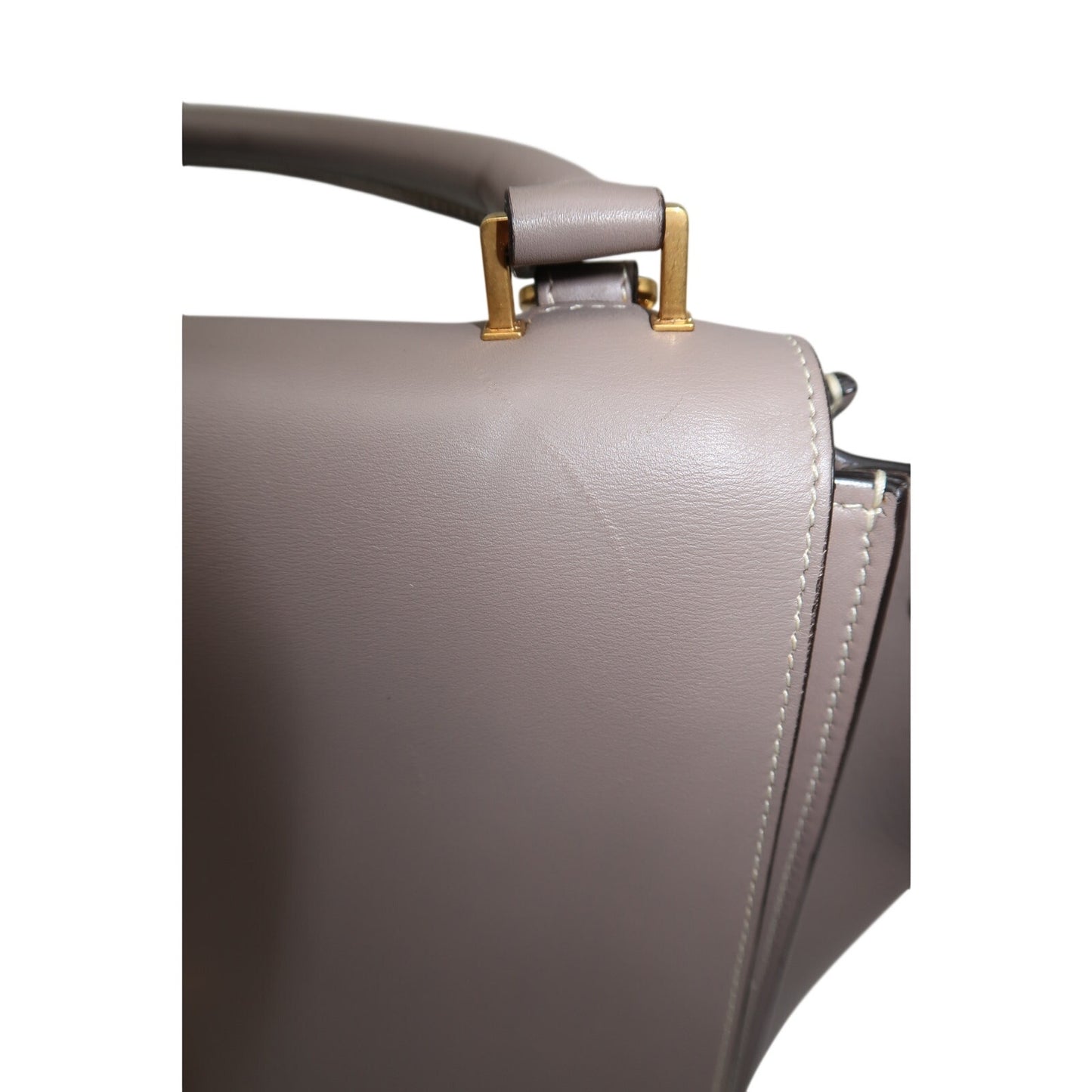 Celine Trapeze Shoulder Bag Gray Calfskin Leather Suede Trim