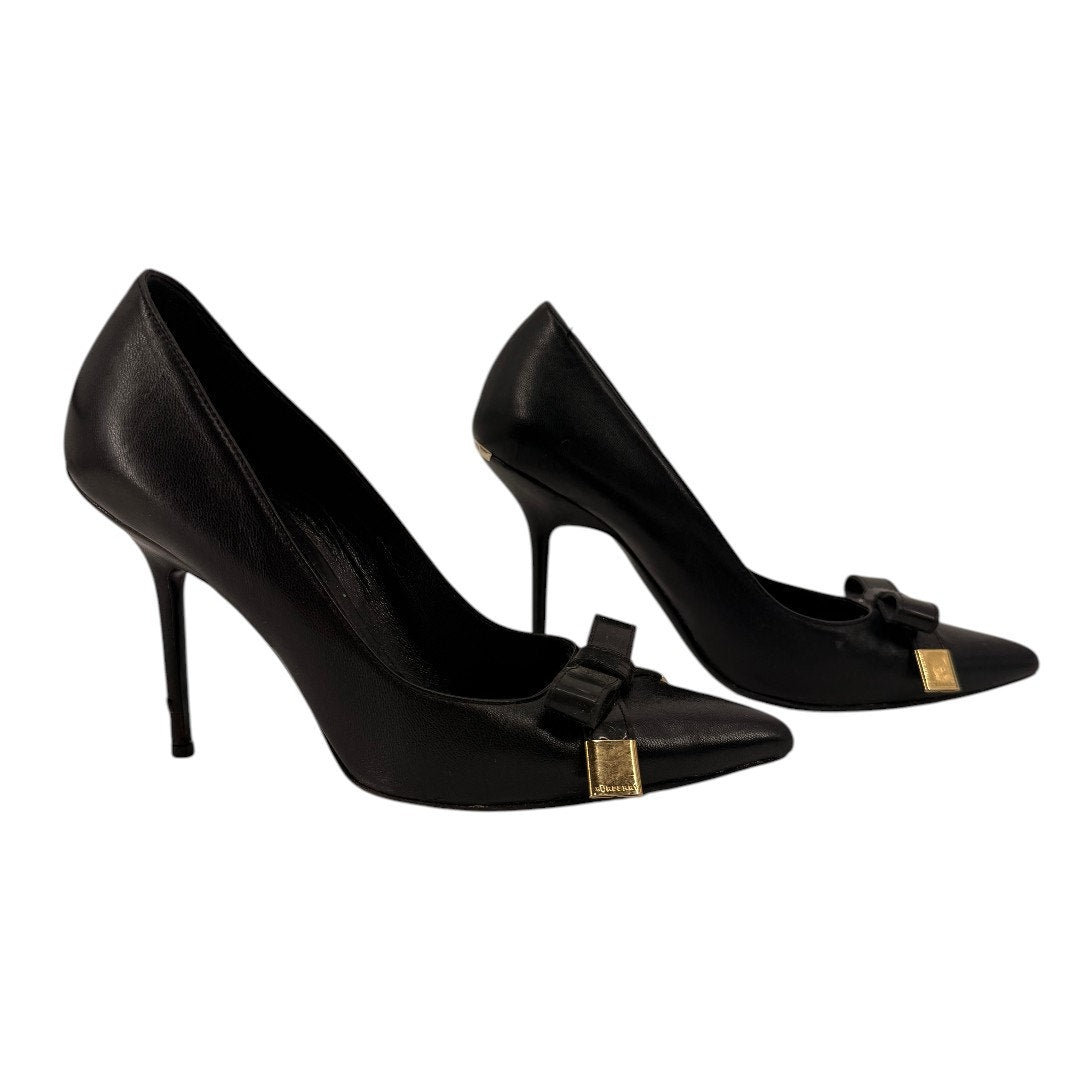 Burberry Soden Leather Pointed Toe Slip On Stiletto Pumps