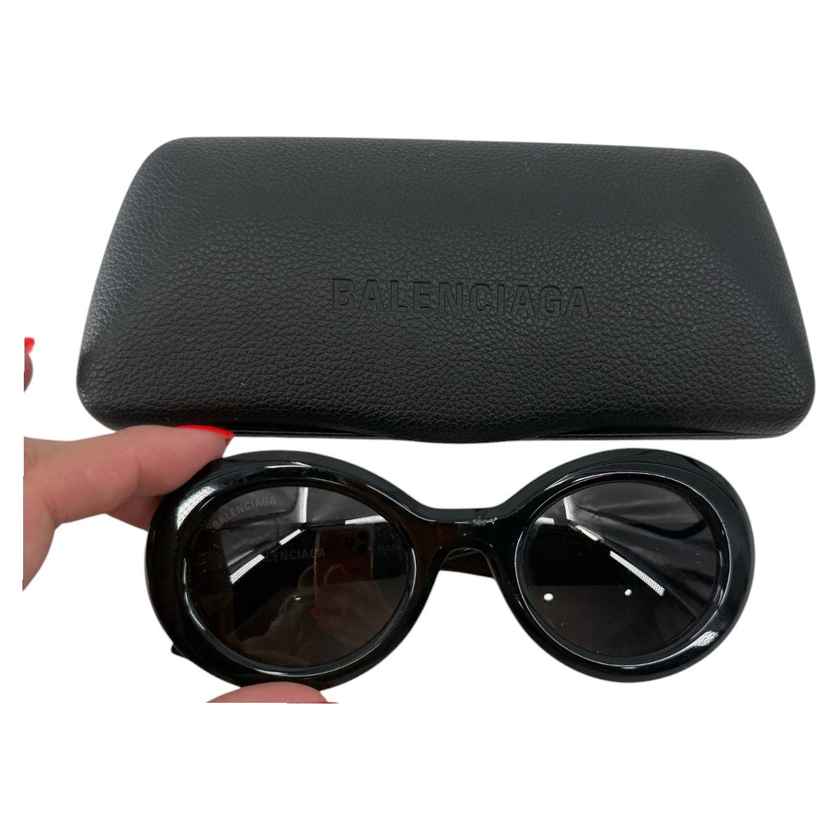 Balenciaga Acetate Round Frame Sunglasses Black