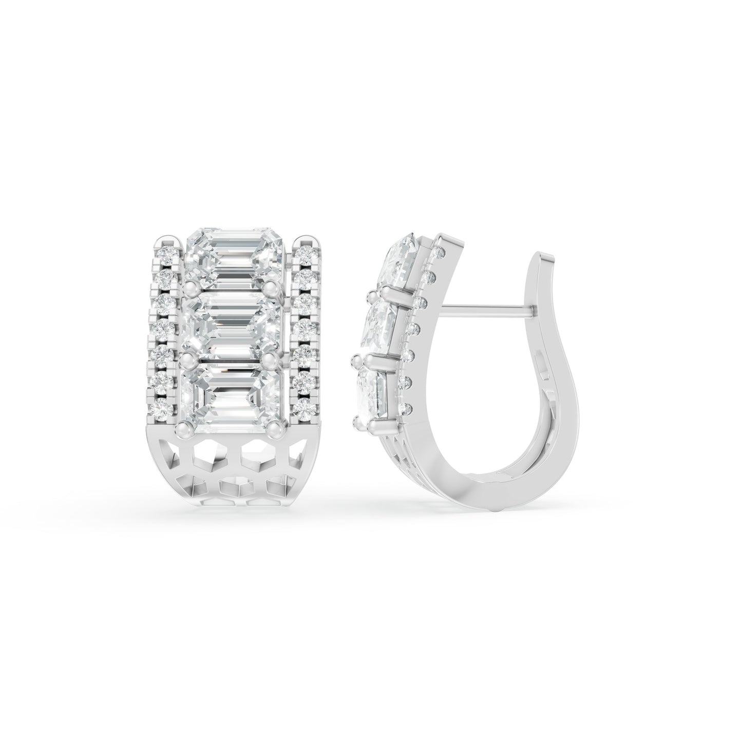 3.35 CTW 14K White Gold Diamond Huggie Hoop Earrings