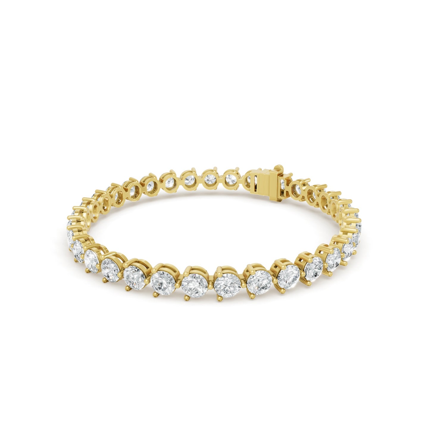12.55 ctw Diamond 3 Prong Bracelet 14K Yellow Gold Tennis Bracelet