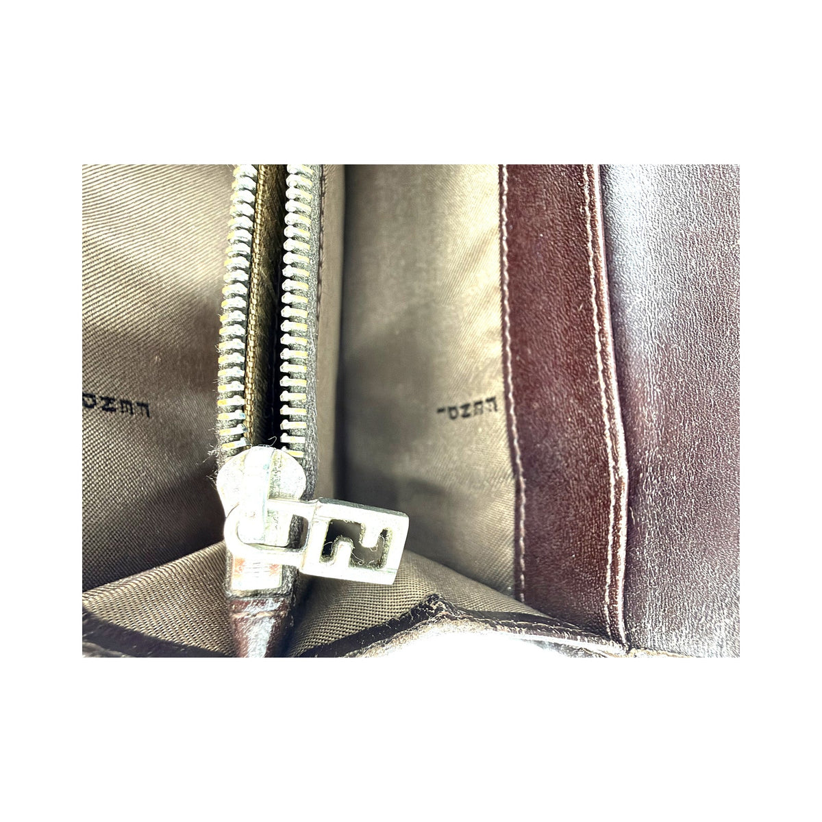 Fendi Zucca FF Canvas Long Flap Wallet Brown Silver Hardware