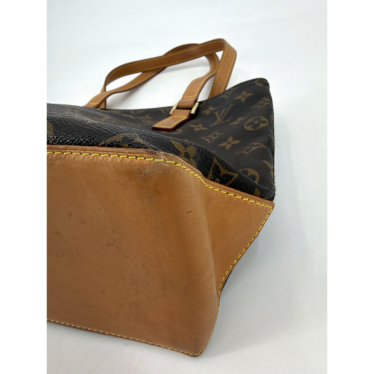 Louis Vuitton Cabas Piano Monogram Canvas Tote M51148 Vachetta Shoulder Bag