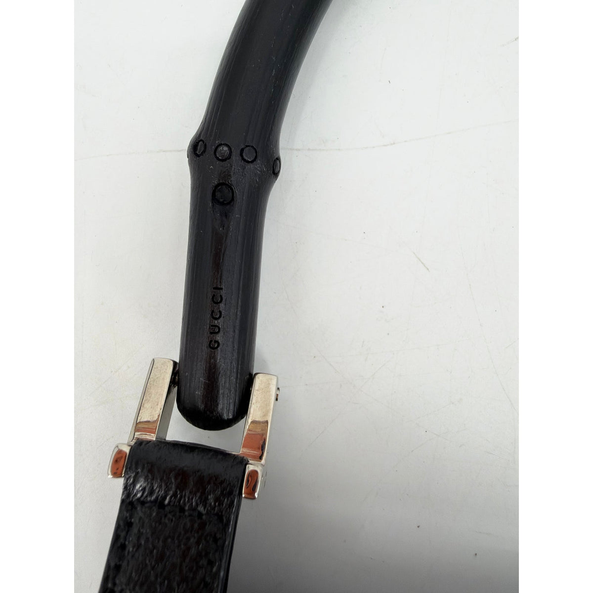Gucci Bamboo Handle Black Pebbled Leather Shoulder Bag