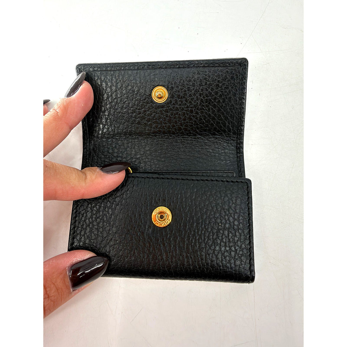 Gucci GG Marmont Pebbled Leather Mini Wallet Key Case Black