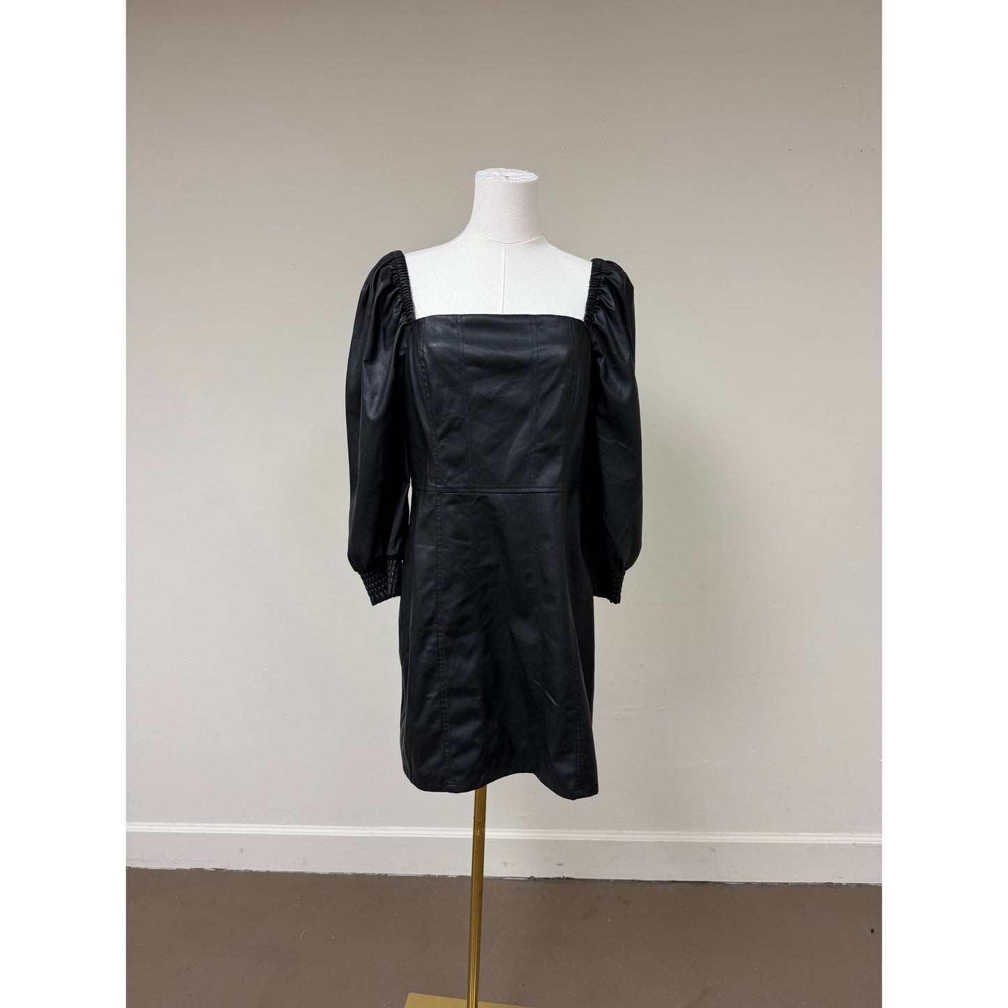 Avec Les Filles Faux Leather Corset Mini Dress Puff Sleeves Women's