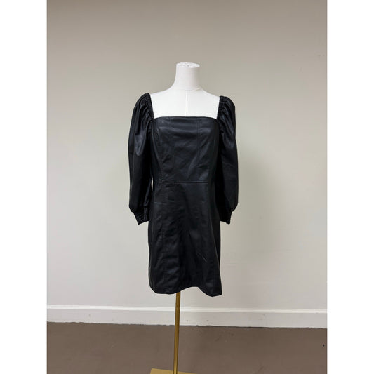 Avec Les Filles Faux Leather Corset Mini Dress Puff Sleeves Women's