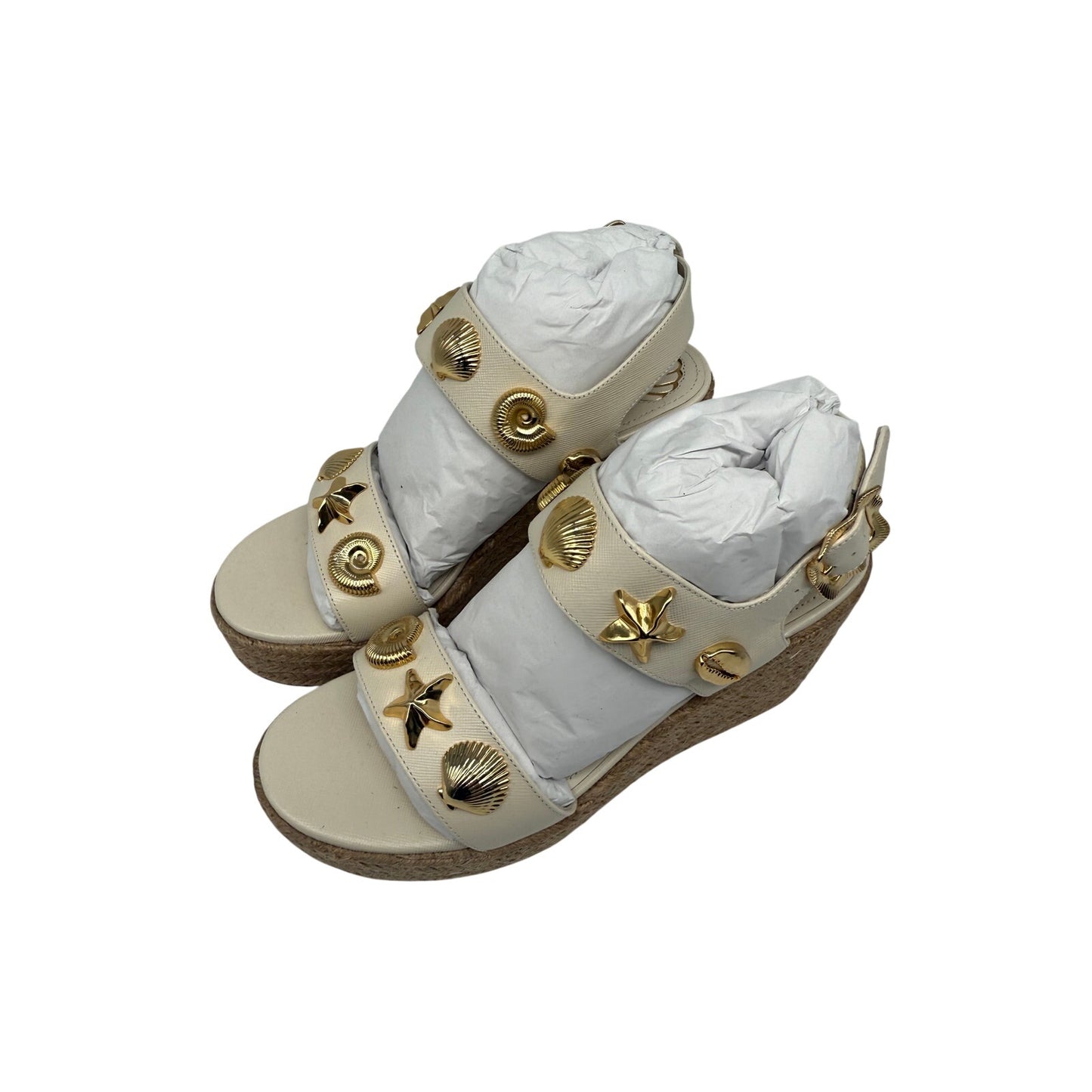 Larroudé Leather Madison Wedge Espadrille Sandals