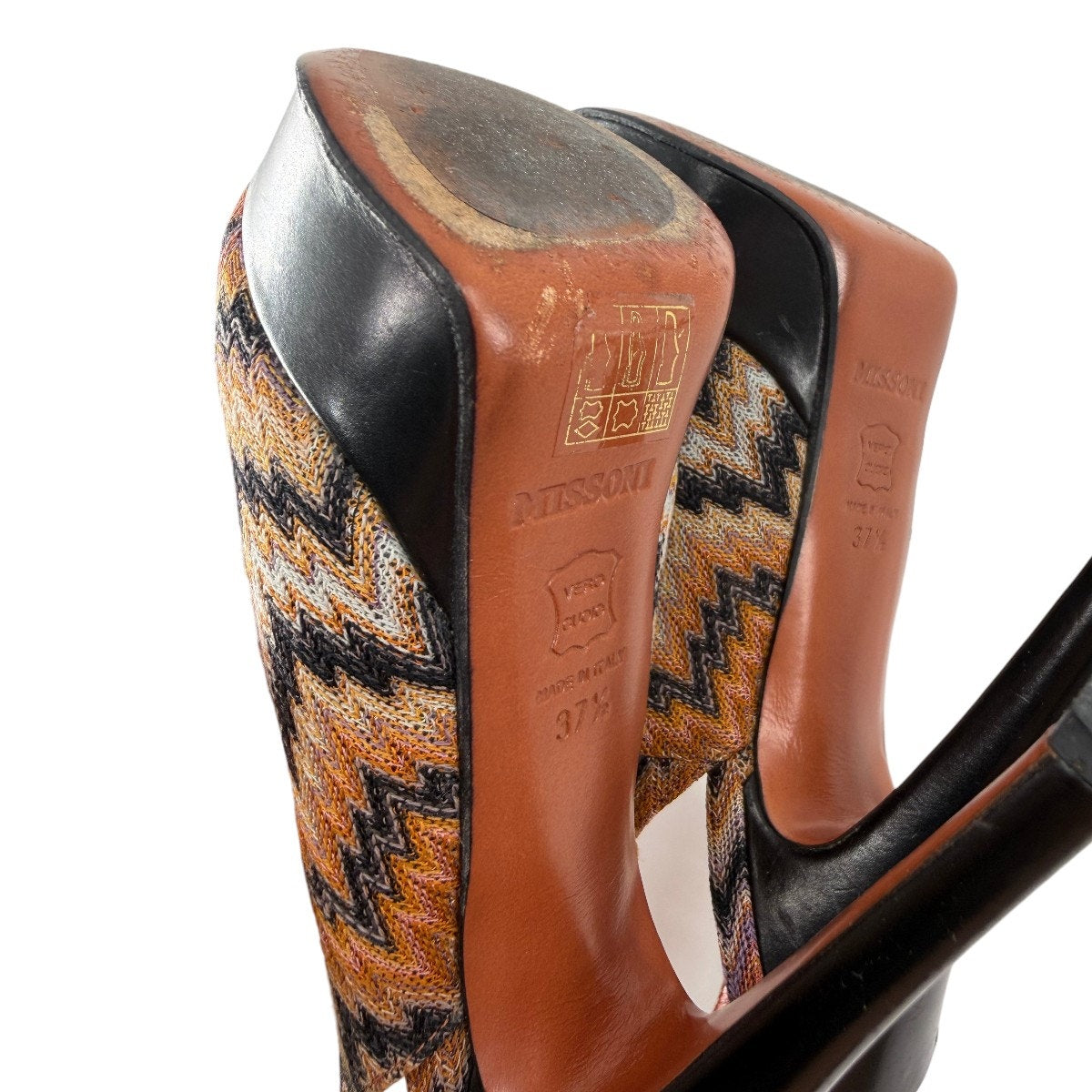Missoni Knit Fabric Peep Toe Platform Slingback Sandals