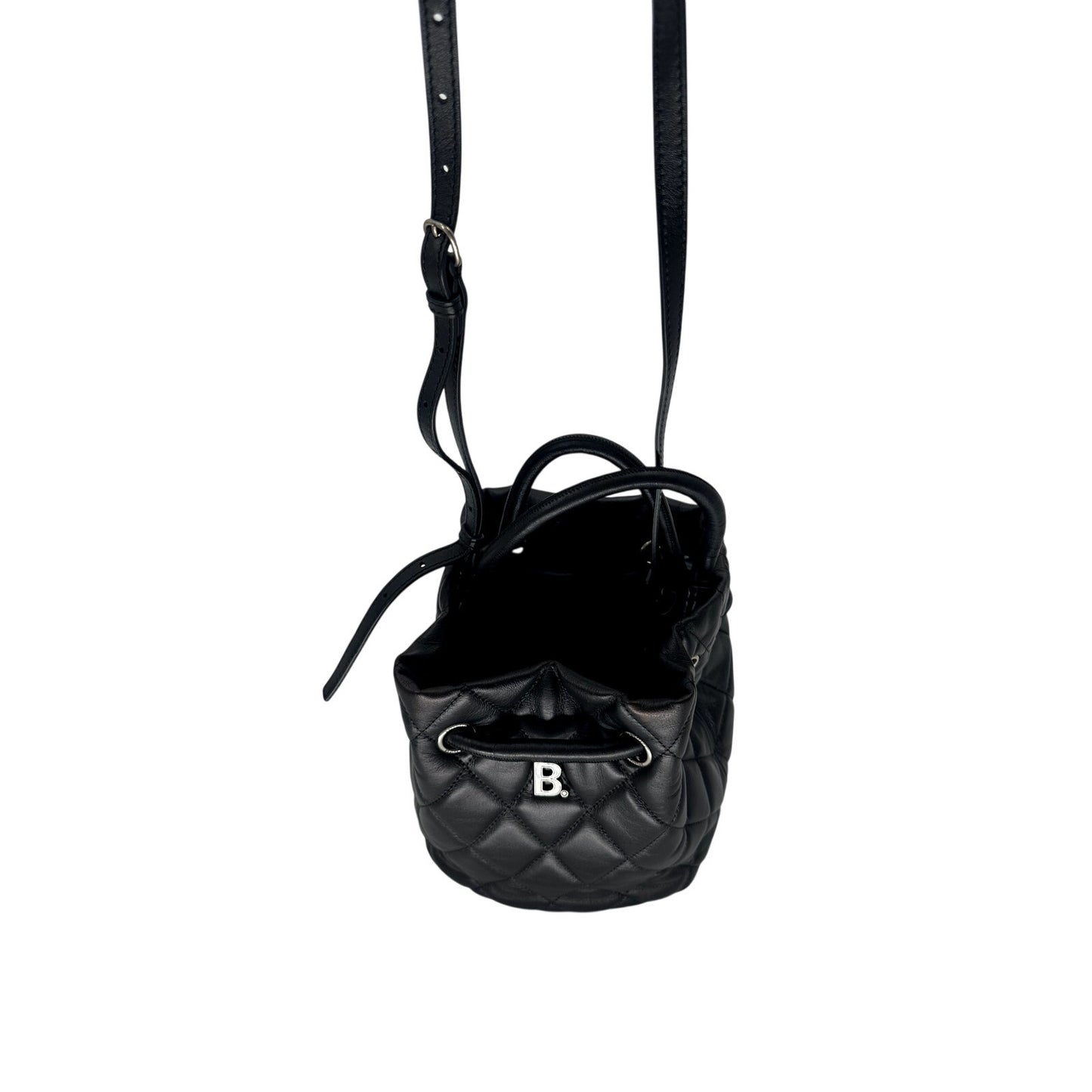 Balenciaga Leather Quilted B Logo Bucket Bag