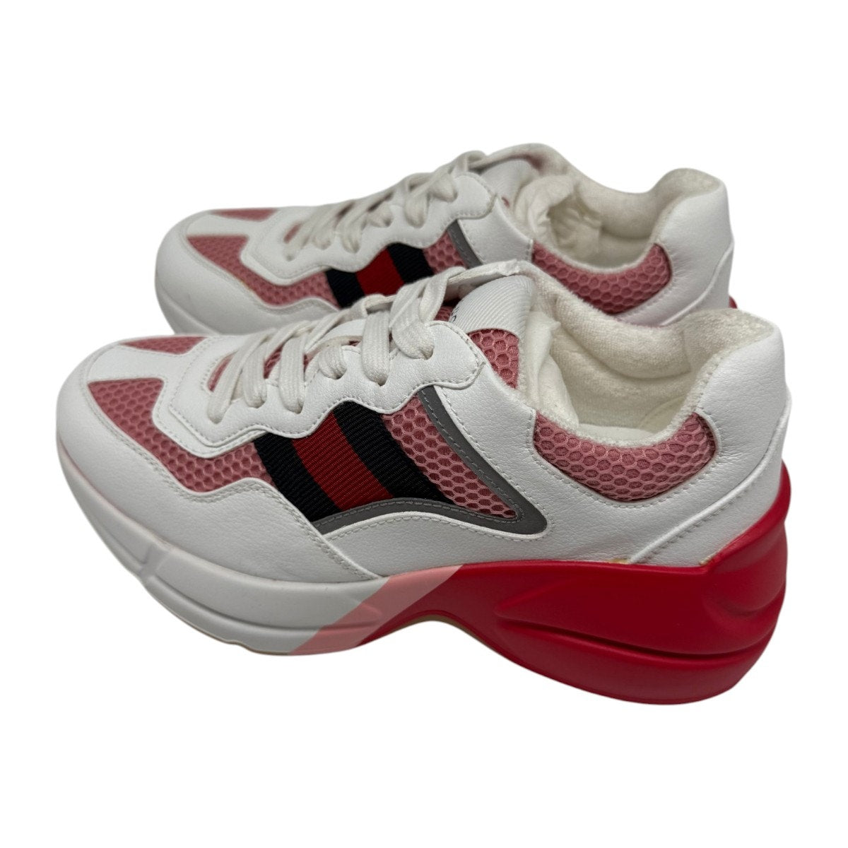 Gucci Rhyton Reflective Chunky Sneakers Leather Mesh