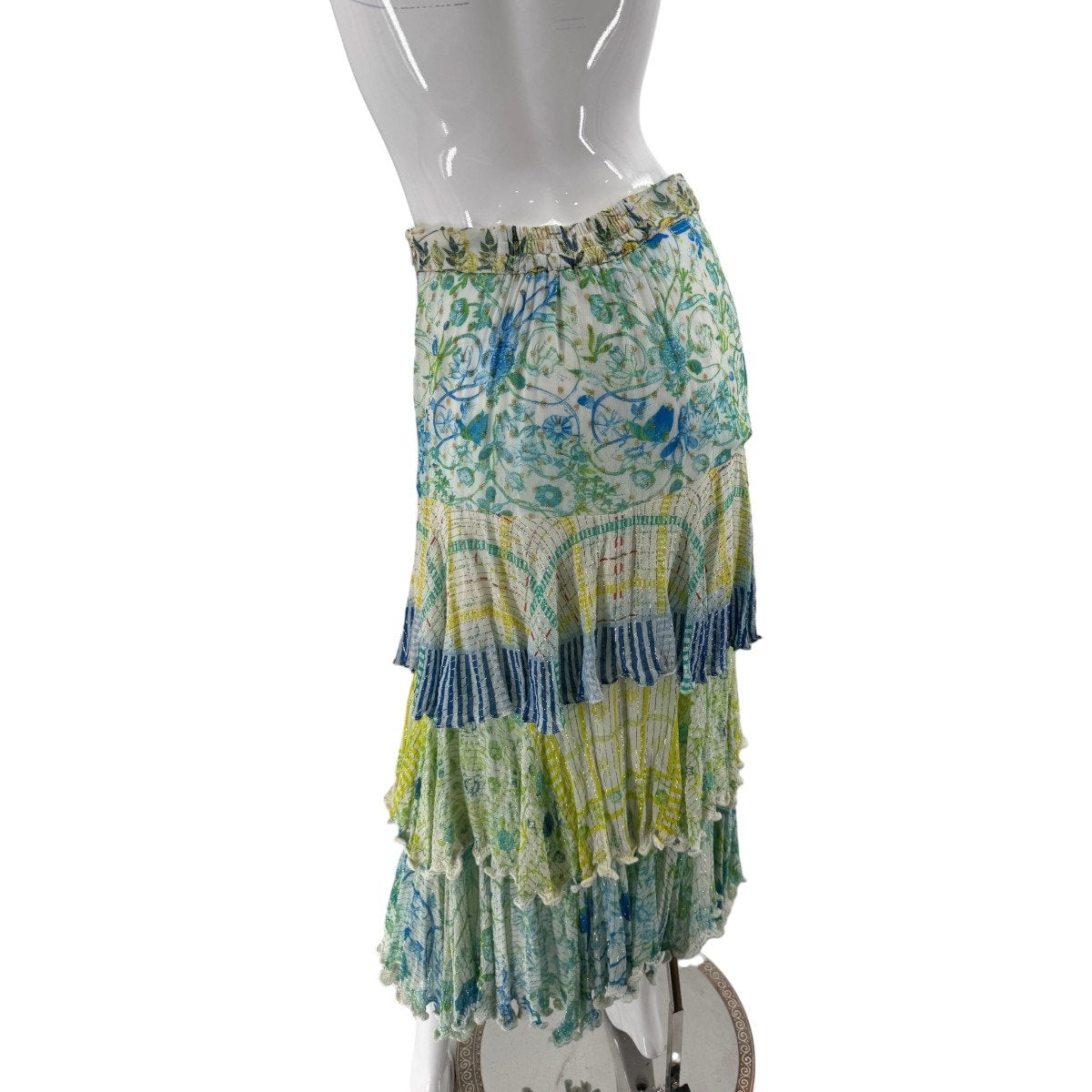 Hermant & Nandita Floral Print Ruffle Tiered Odyssey Midi Skirt