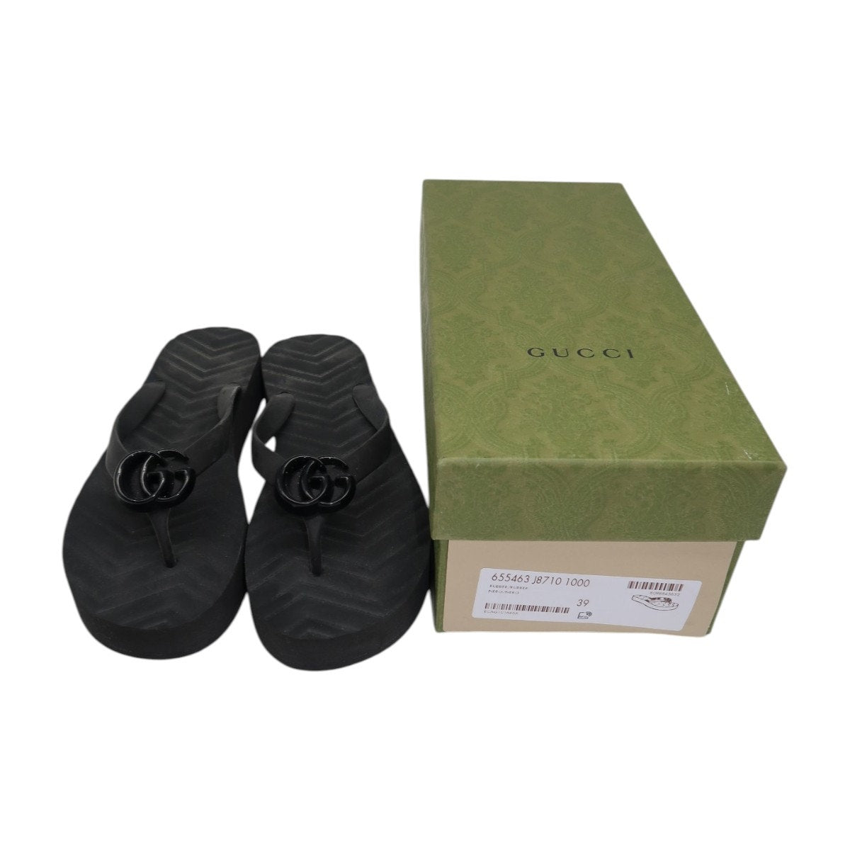Gucci Rubber Chevron GG Logo Slip On Platform Flip Flops