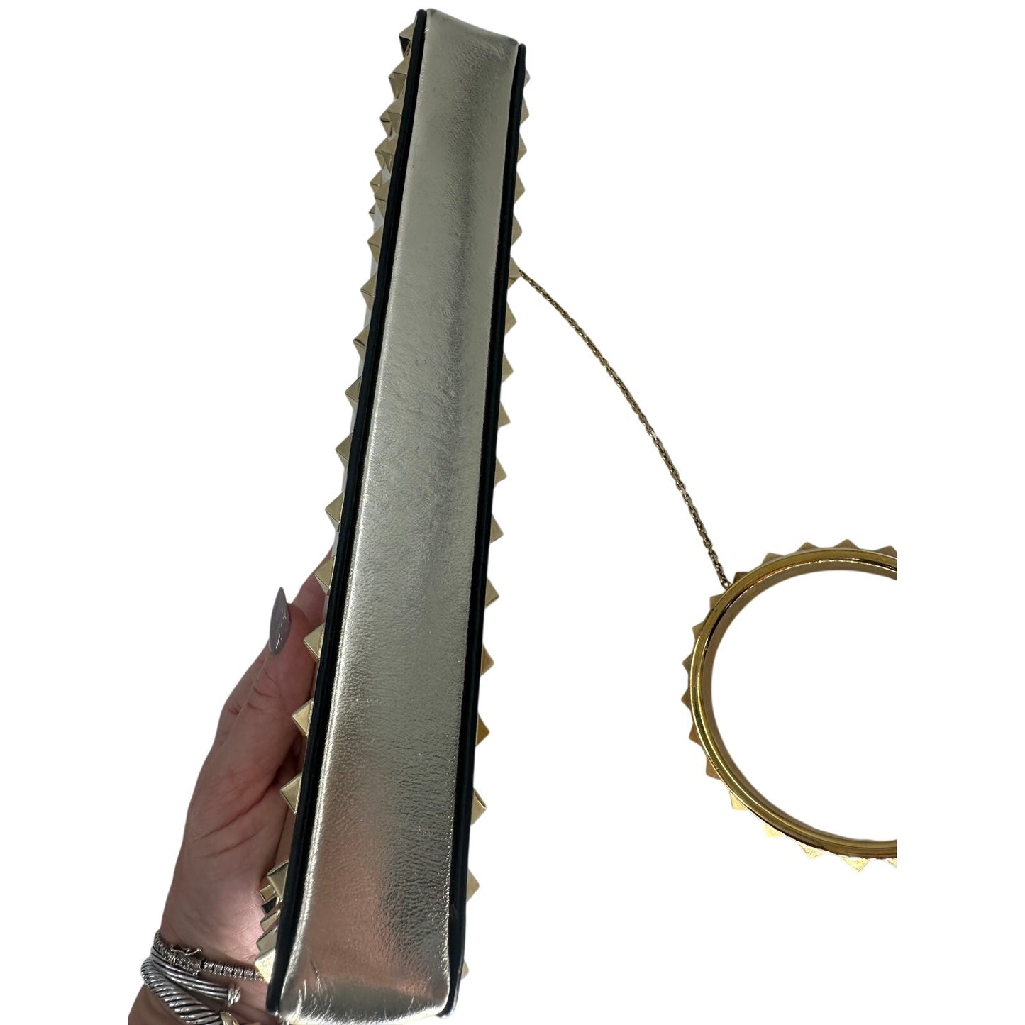 Valentino Garavani Metallic Leather Rockstud Bracelet Clutch Bag