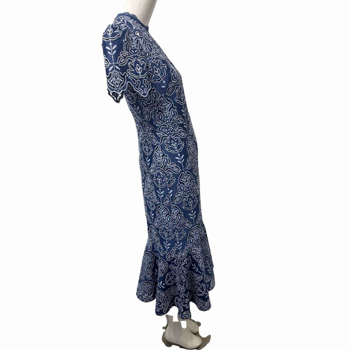 NWT Shoshanna Darcy Two-Tone Lace Denim Mermaid Midi Dress Women’s
