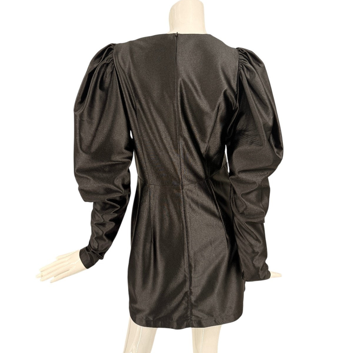 Rotate Birger Christensen Satin Puff Sleeve Wrap Mini Dress
