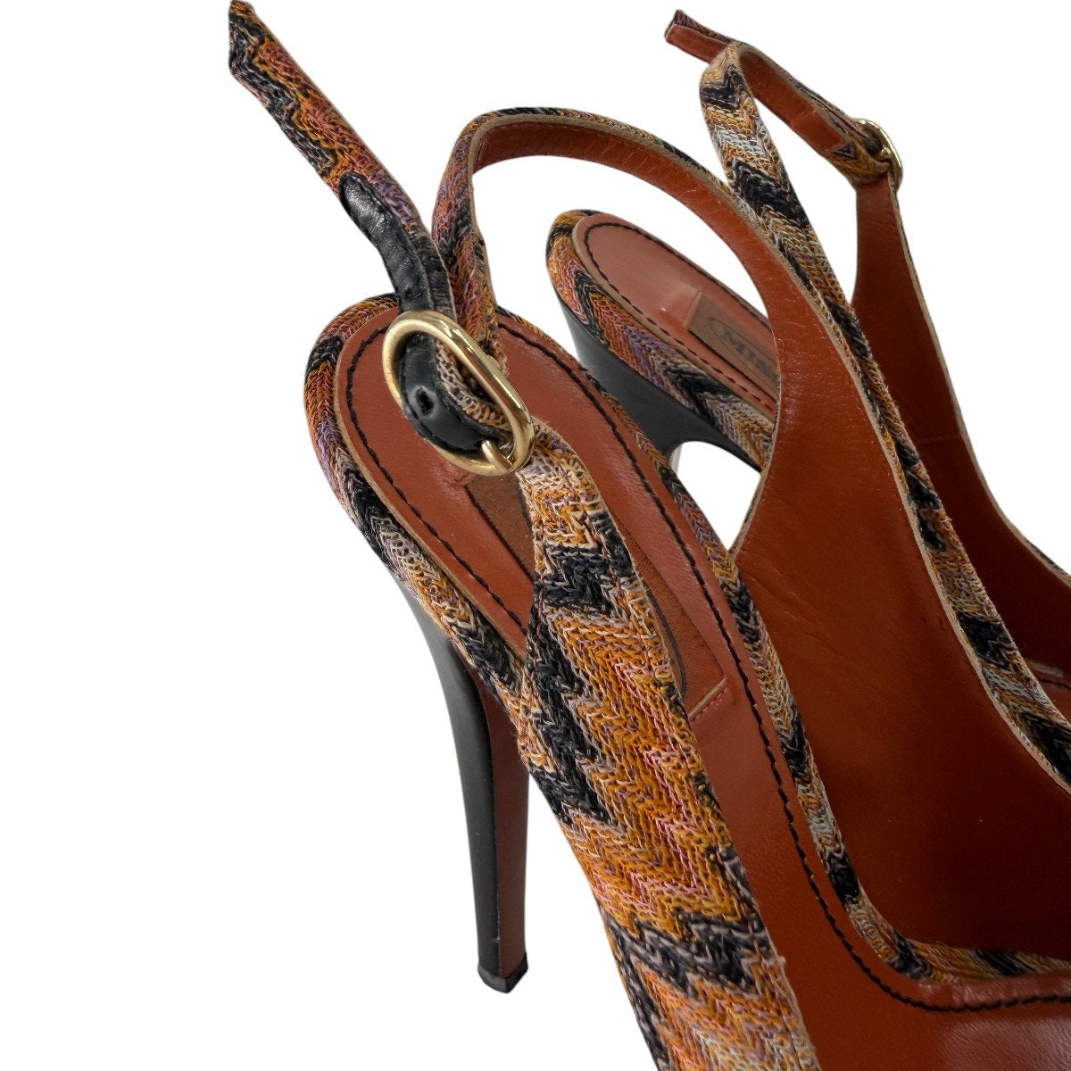 Missoni Knit Fabric Peep Toe Platform Slingback Sandals