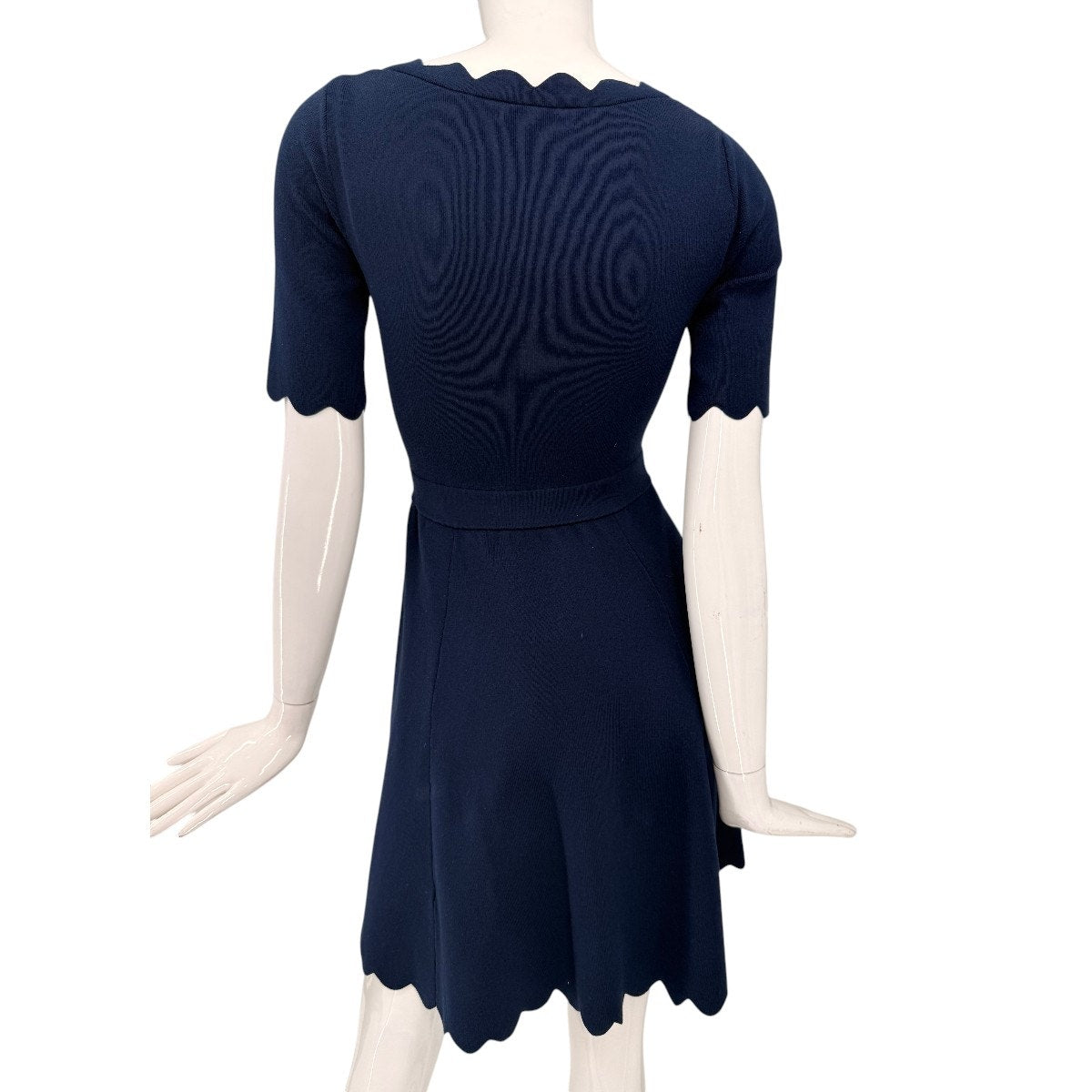 Milly Scalloped Half-Sleeve Fit & Flare Mini Dress Navy Blue Women's Size P