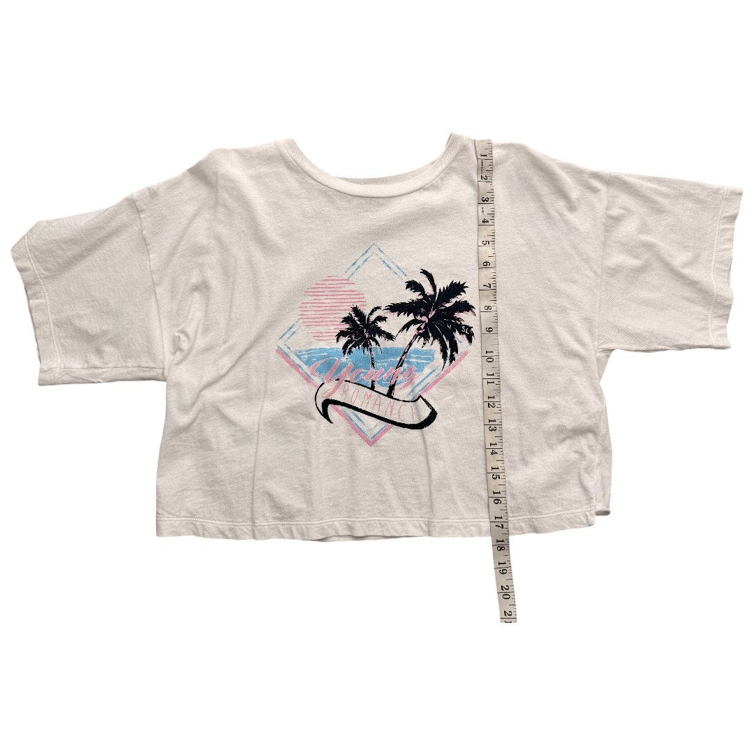 Saint Laurent White Young Romance Graphic Cropped T-Shirt Women's Size XS