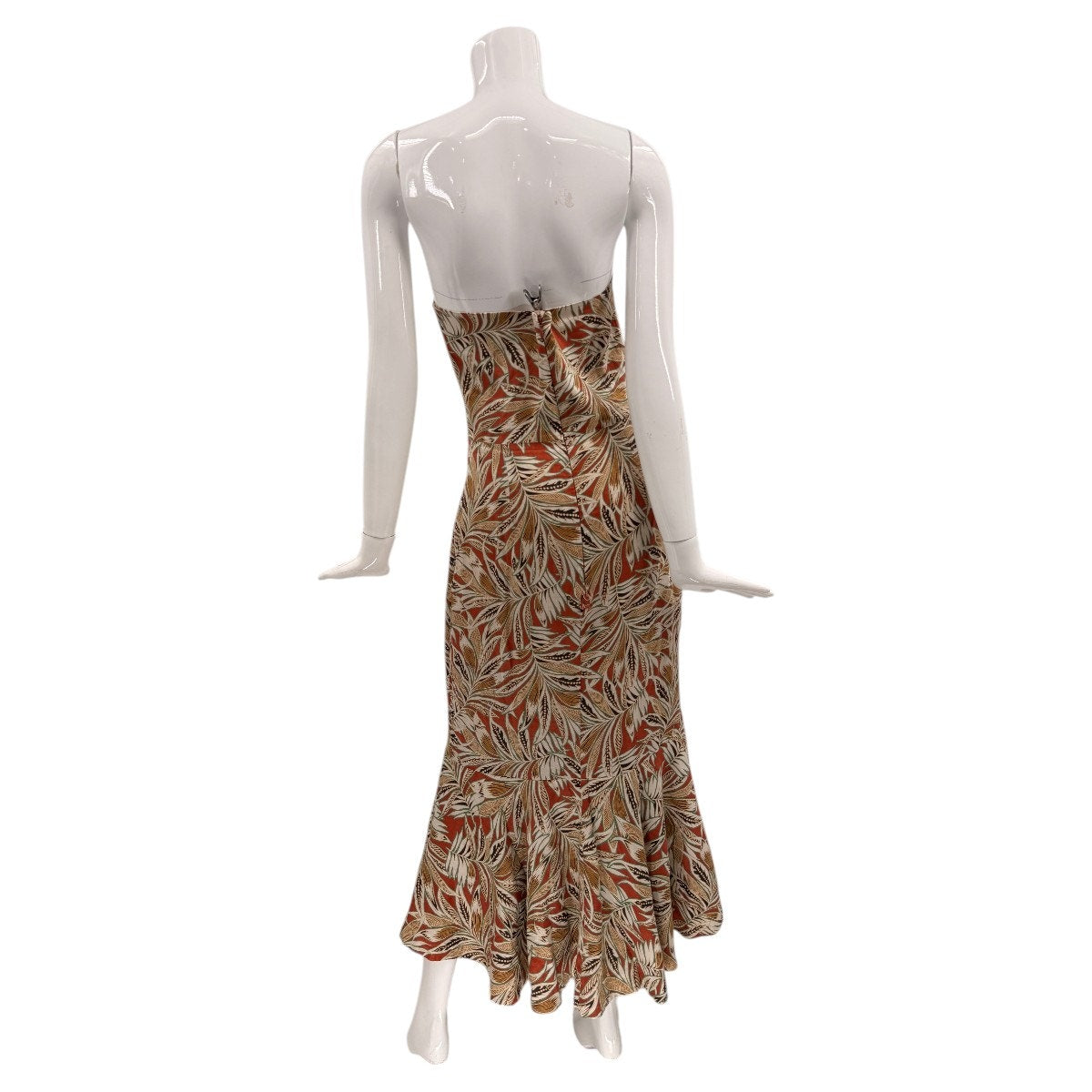 Alexis Leaf Print Strapless Faina Midi Dress