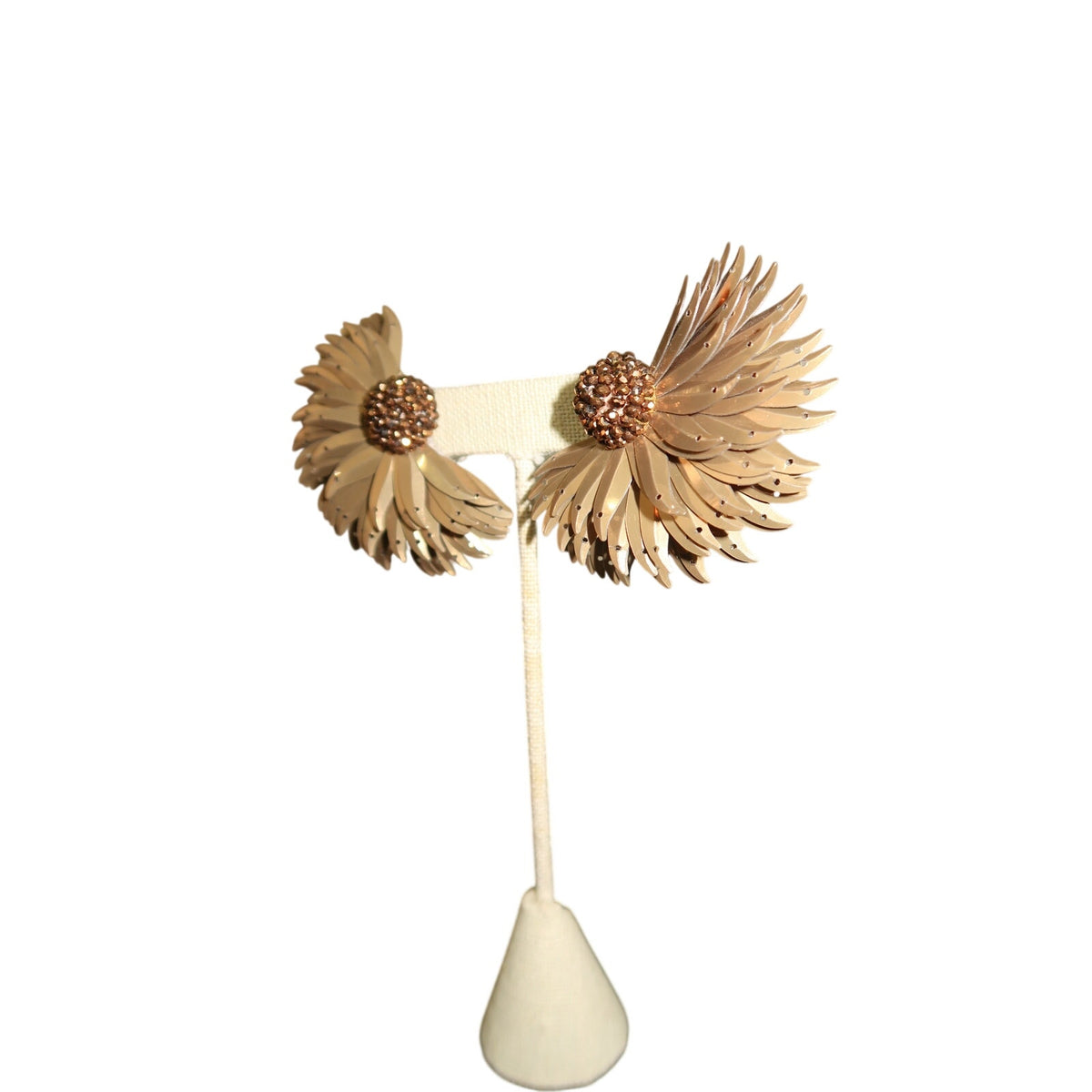 Marigold Earrings Bronze Brown Lightweight Sequin Hand-Embroidered