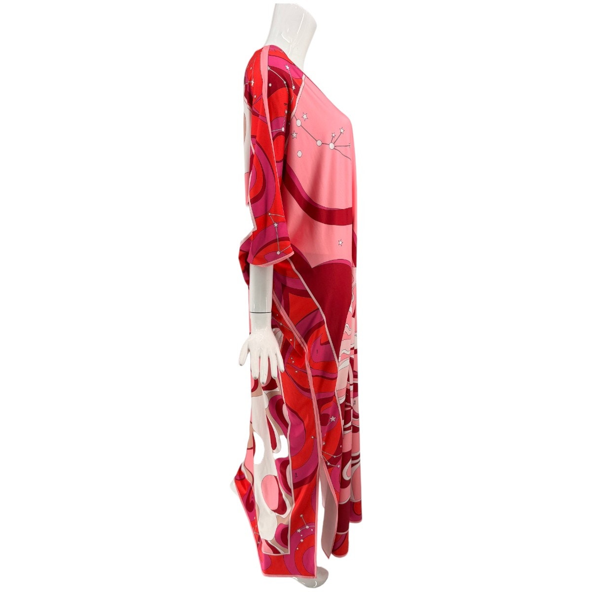 Emilio Pucci Firenze Silk Geometric Print Kaftan Maxi Dress Pink Red IT 36 US 2