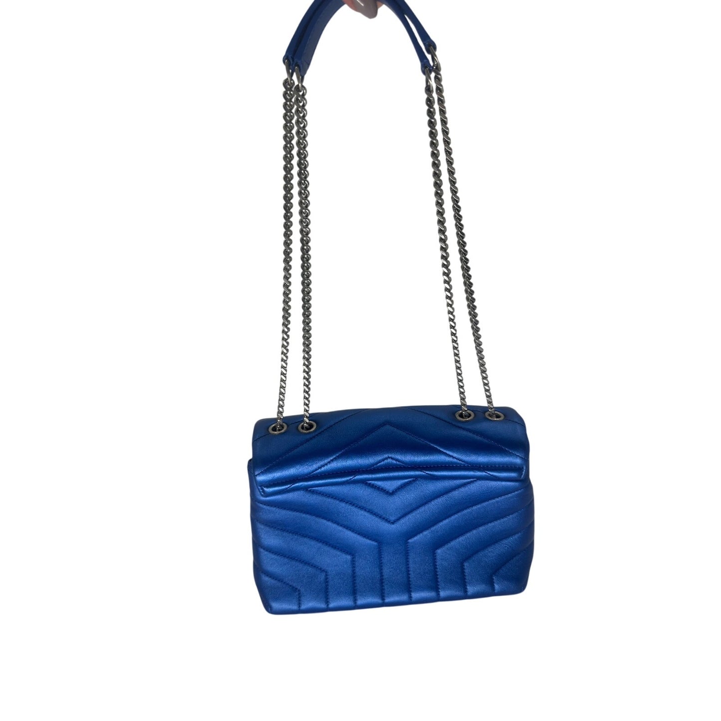 Saint Laurent Leather Metallic Quilted LouLou Monogram Chain Shoulder Bag