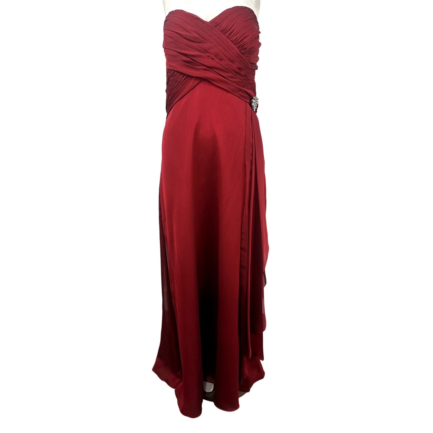 Belsoie Strapless Ruched Chiffon Formal Maxi Gown New