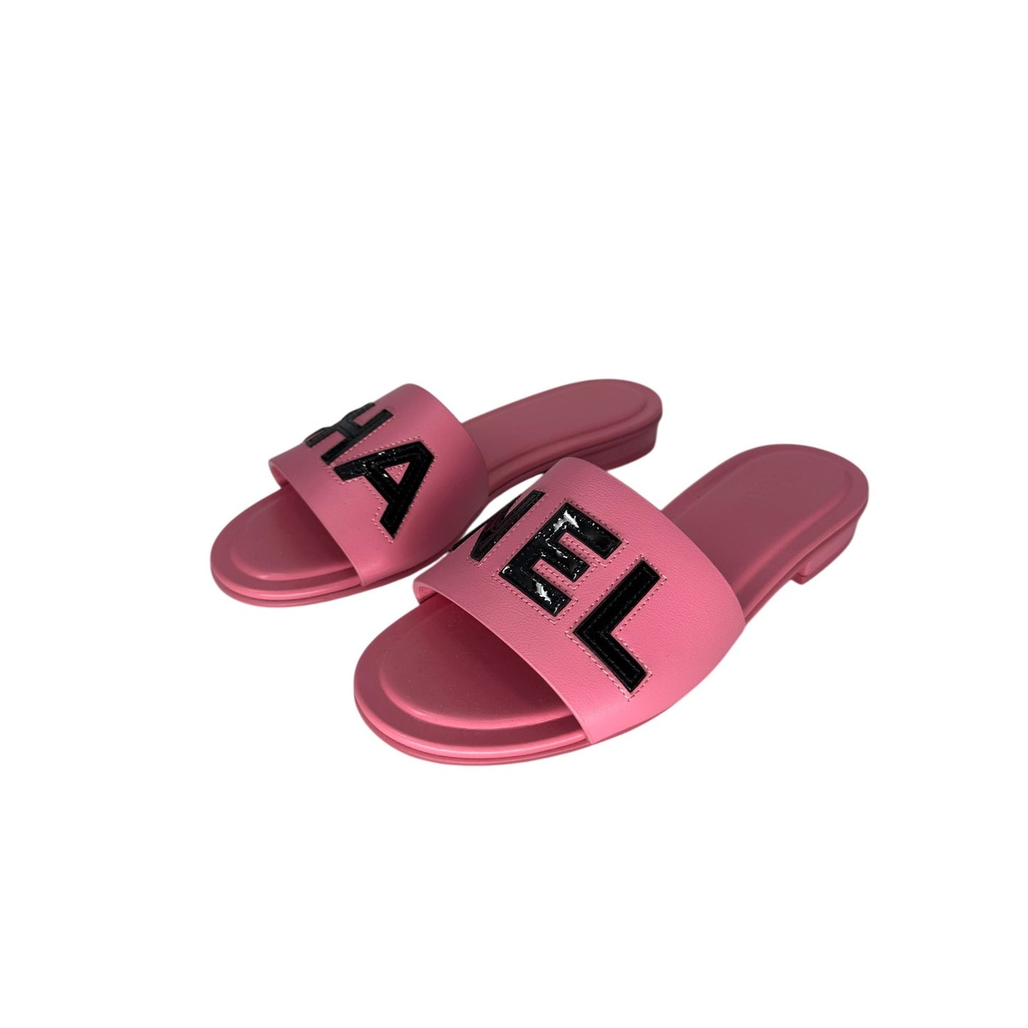 Chanel Leather Logo Accent Slides Mules