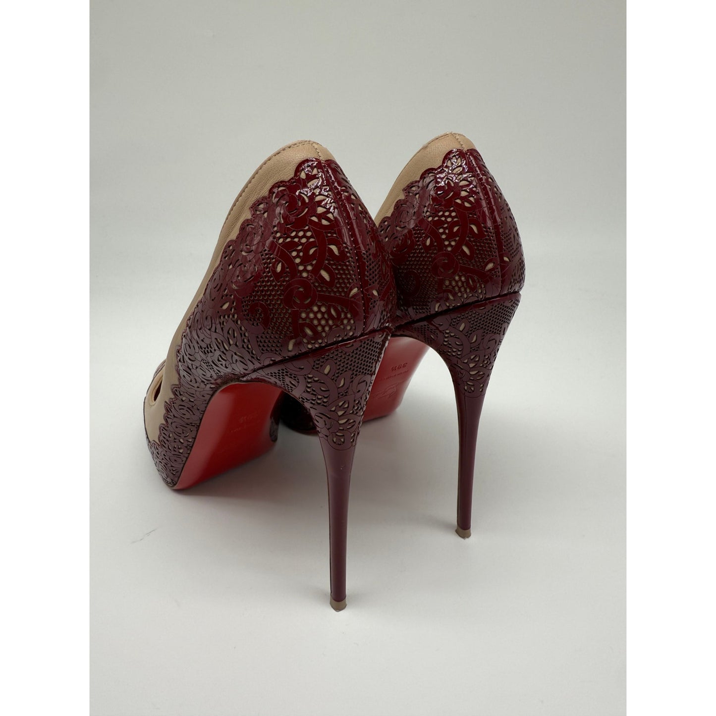 Christian Louboutin Leather Floral Trim Patent Veramucha Pumps