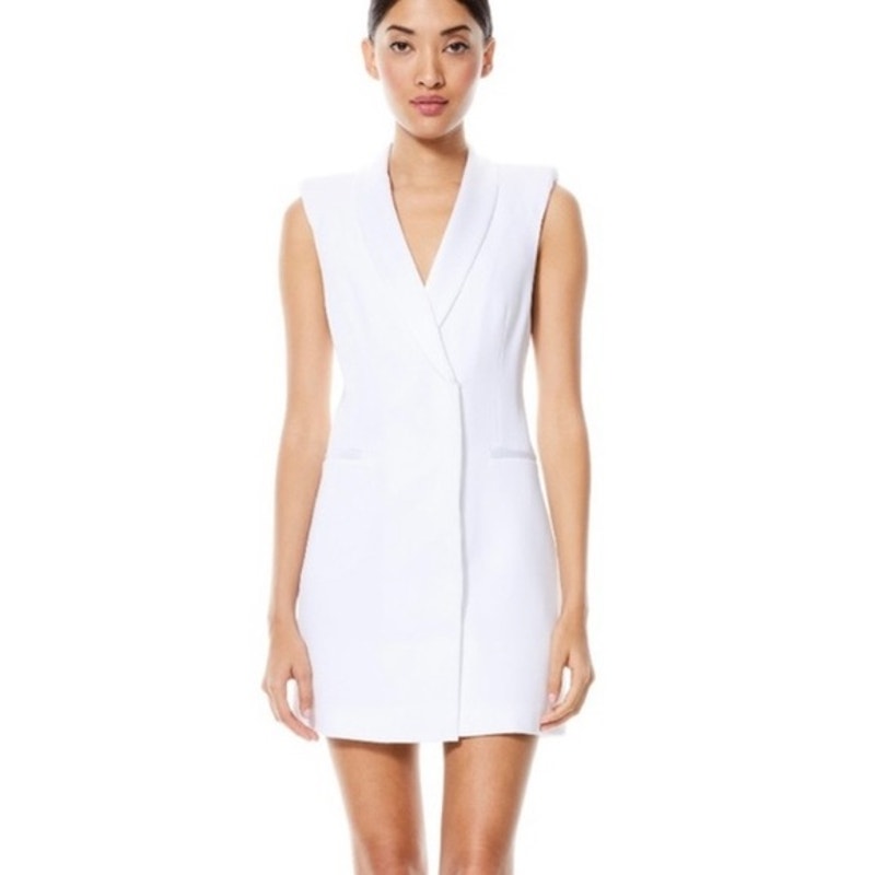 Alice + Olivia Valentina Sleeveless Tuxedo Blazer Mini Dress