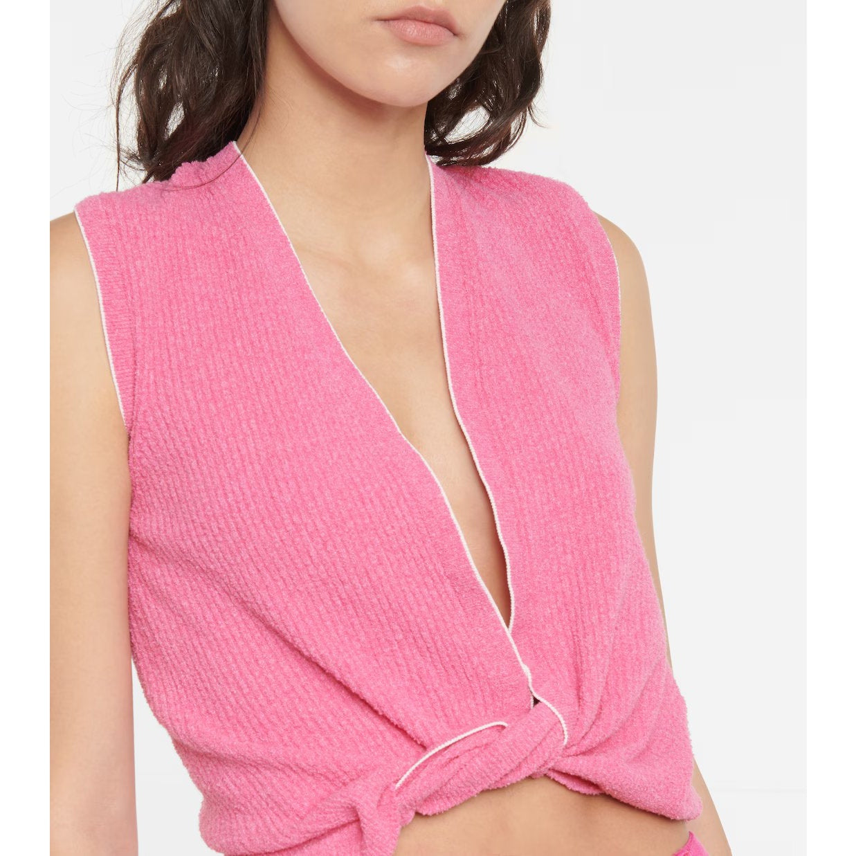 Jacequemus Cotton Blend Knit Le Haut Noué Knotted Sweater Vest